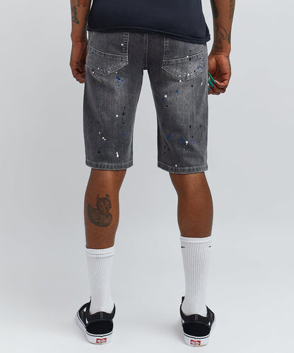 Reason Clothing Featured | Vincent Grey Paint Splatter Jean Shorts