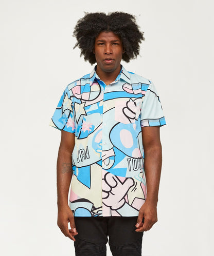 Reason Clothing Latest | Neo World Allover Print Short Sleeve Shirt