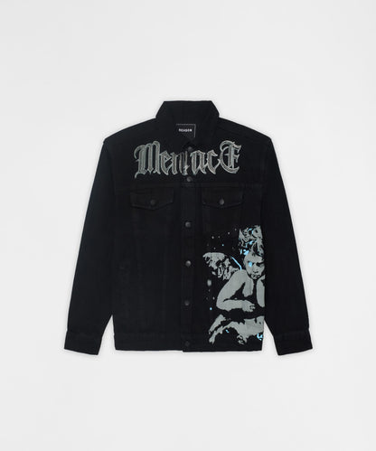 Reason Clothing Discount | Menace Rhinestone Denim Jacket - Black