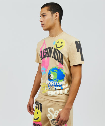 Reason Clothing Special Offer | Say Less Puff Print Tee - Khaki