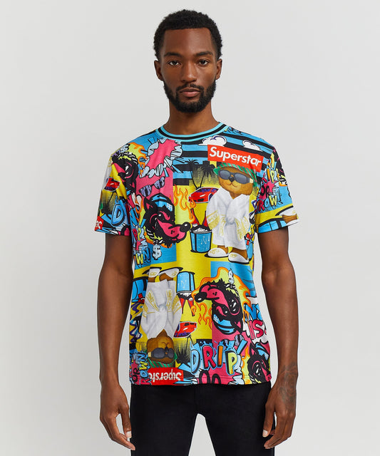 Reason Clothing Latest | Drip Drip Allover Print Graphic Tee