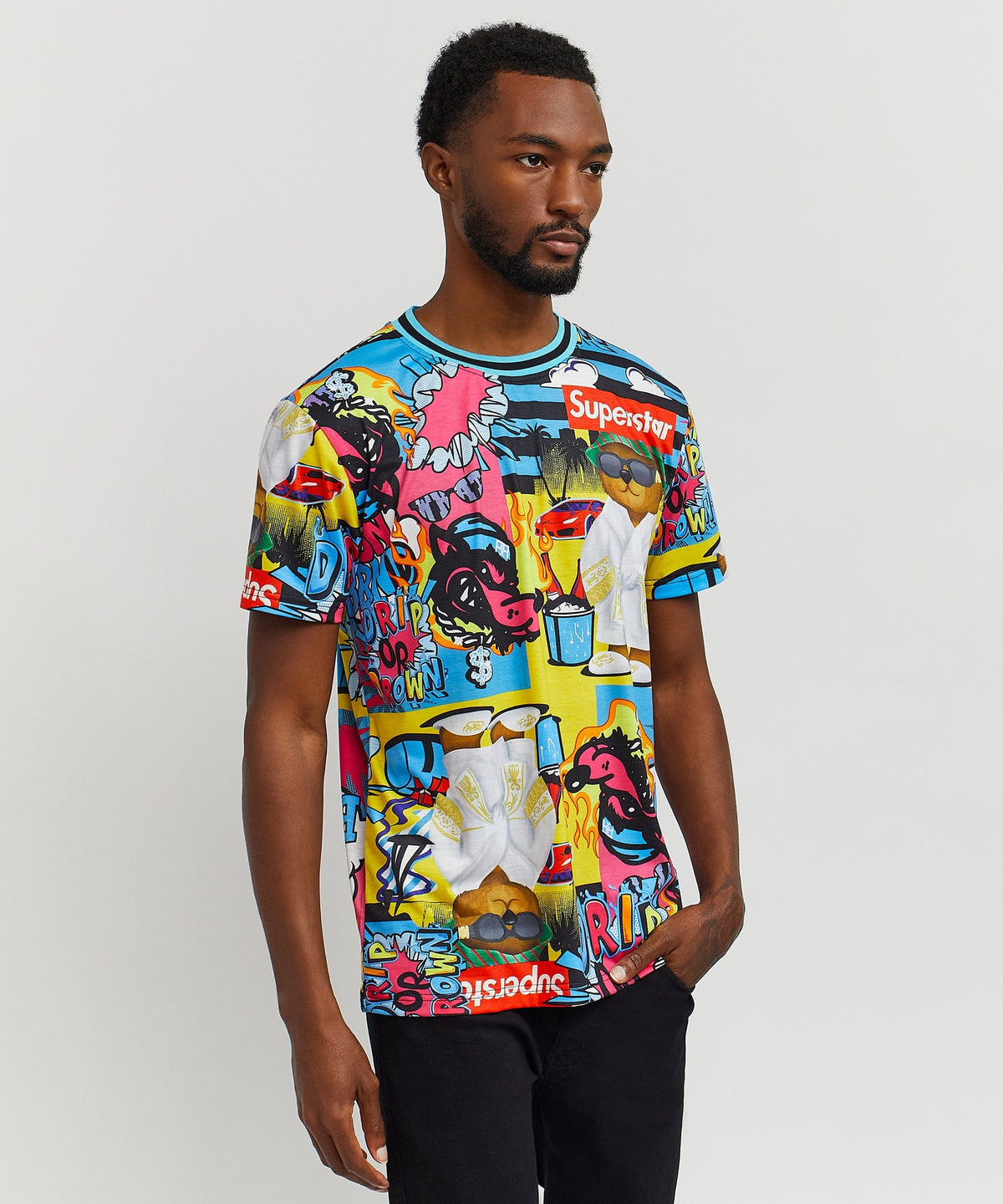 Reason Clothing Latest | Drip Drip Allover Print Graphic Tee