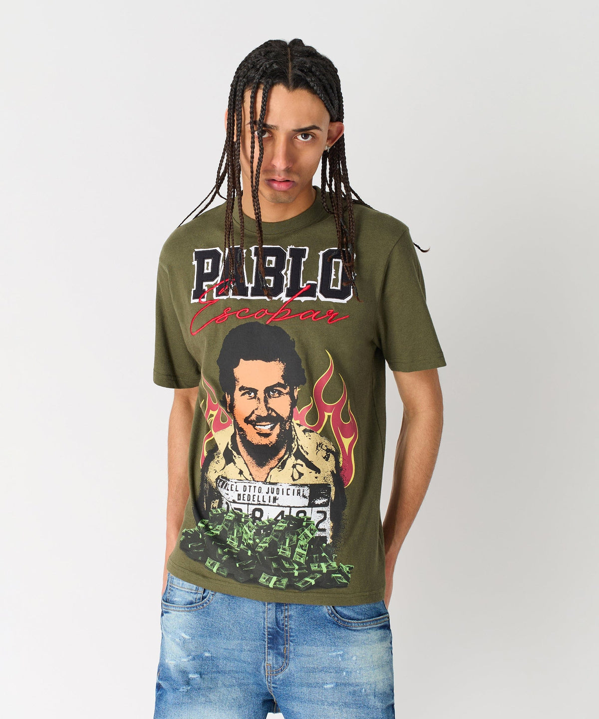 Reason Clothing Value | Pablo Mugshot Graphic Short Sleeve Tee - Olive Green