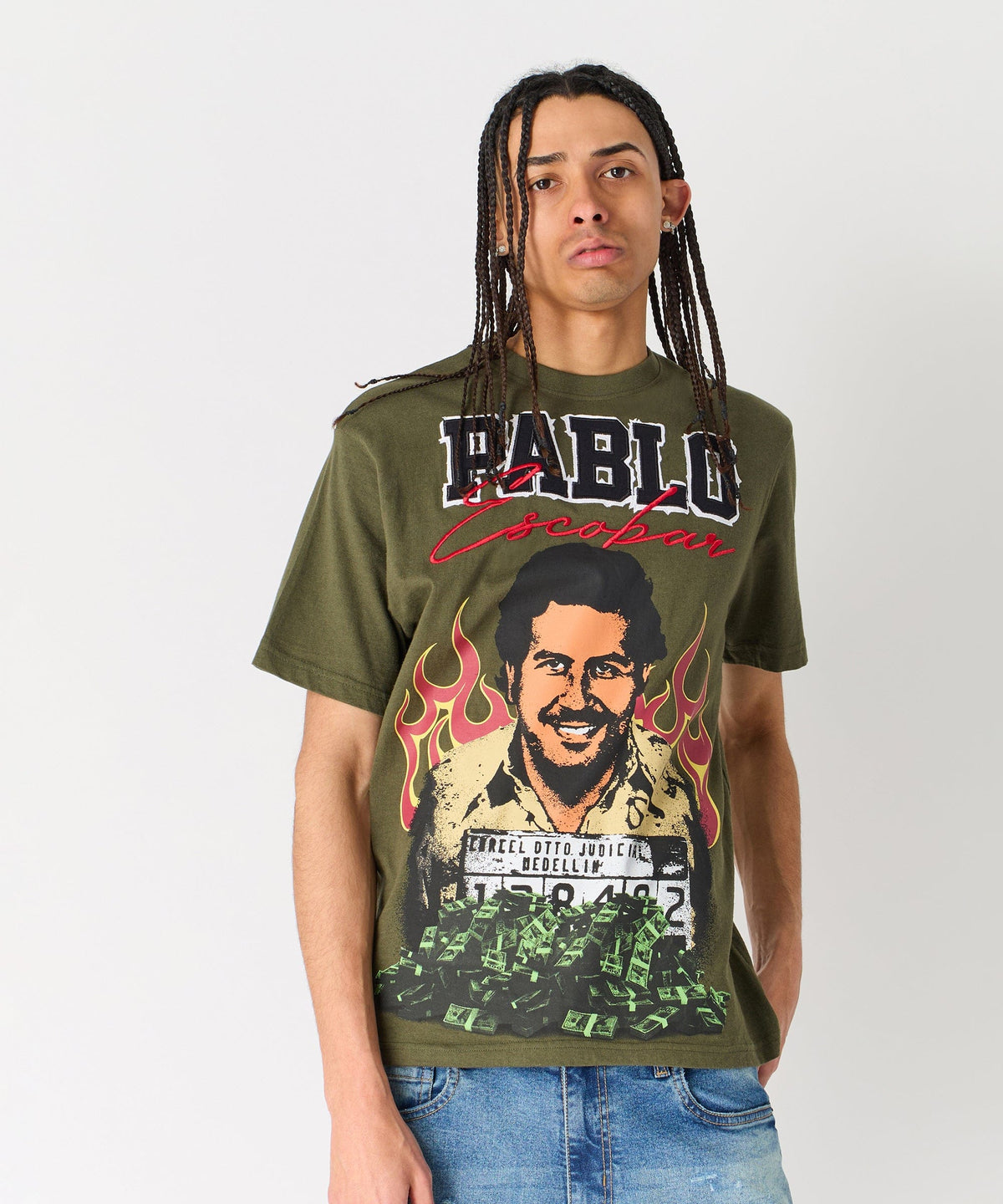 Reason Clothing Value | Pablo Mugshot Graphic Short Sleeve Tee - Olive Green