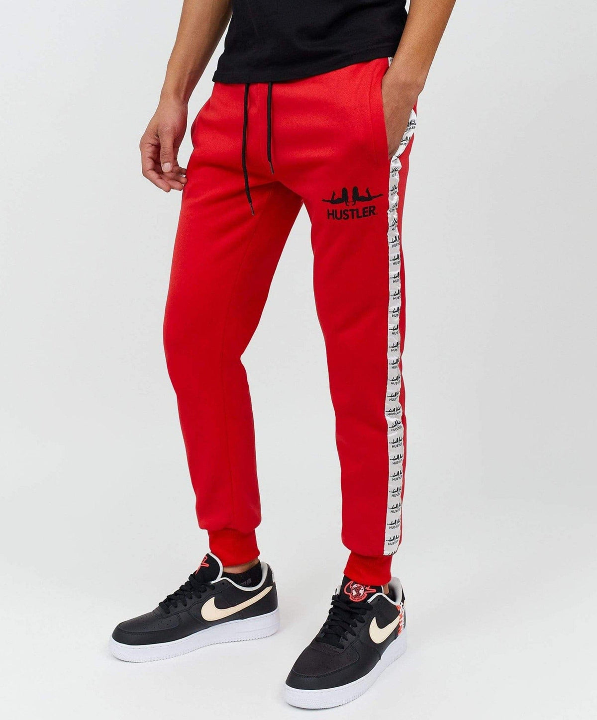 Reason Clothing Premium | Hustler Side Stripe Logo Jogger - Red