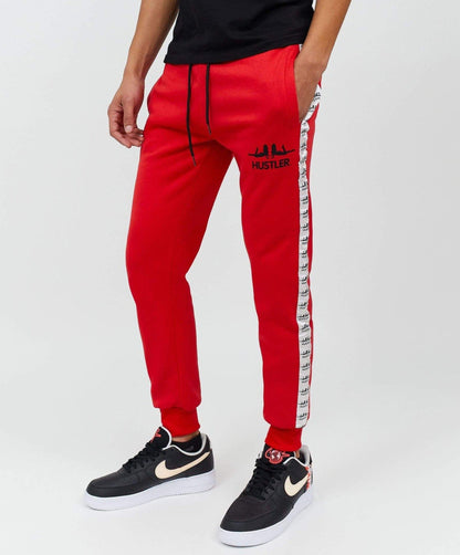 Reason Clothing Premium | Hustler Side Stripe Logo Jogger - Red