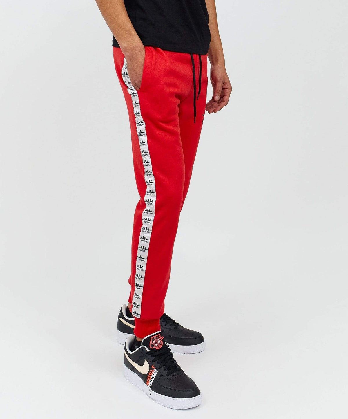 Reason Clothing Premium | Hustler Side Stripe Logo Jogger - Red