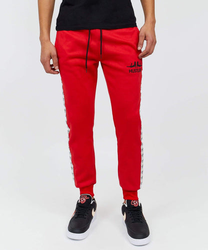 Reason Clothing Premium | Hustler Side Stripe Logo Jogger - Red