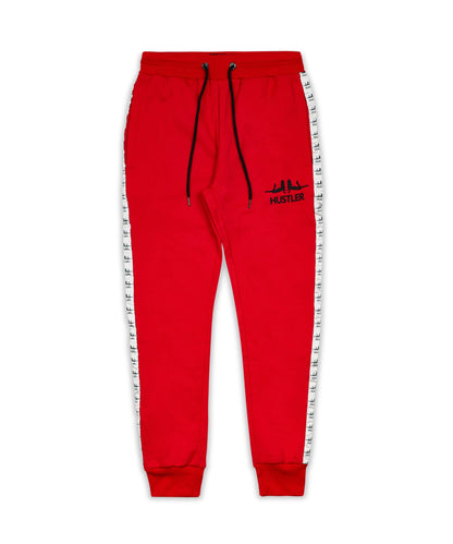 Reason Clothing Premium | Hustler Side Stripe Logo Jogger - Red