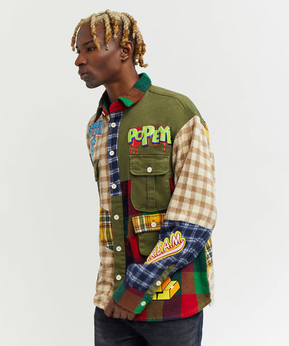 Reason Clothing Signature | Popeye All We Trust Multi Pocket Checkered Flannel Shirt