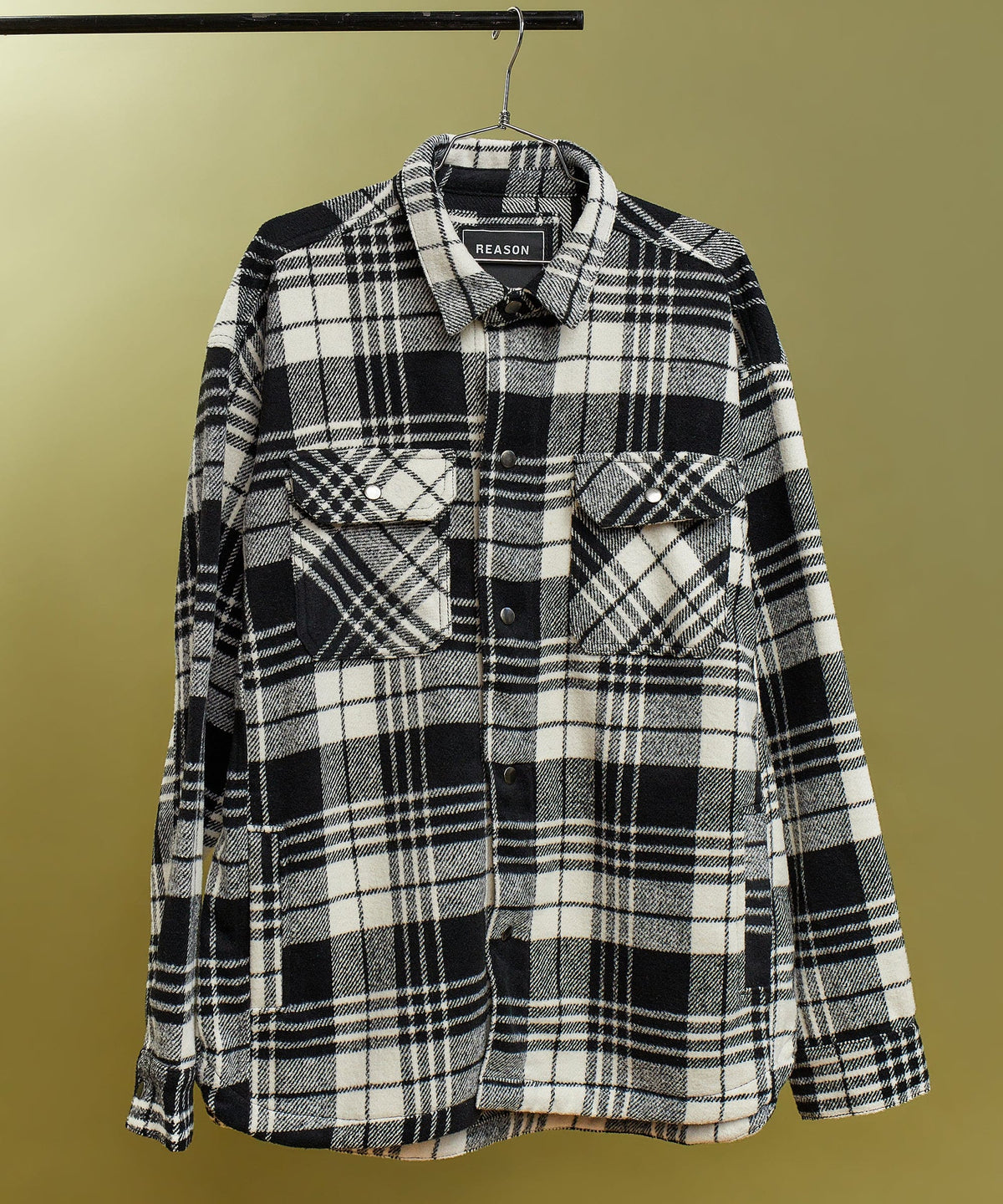 Reason Clothing Latest | Plaid Black And White Super Heavy Weight Flannel Shirt Jacket