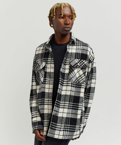 Reason Clothing Latest | Plaid Black And White Super Heavy Weight Flannel Shirt Jacket