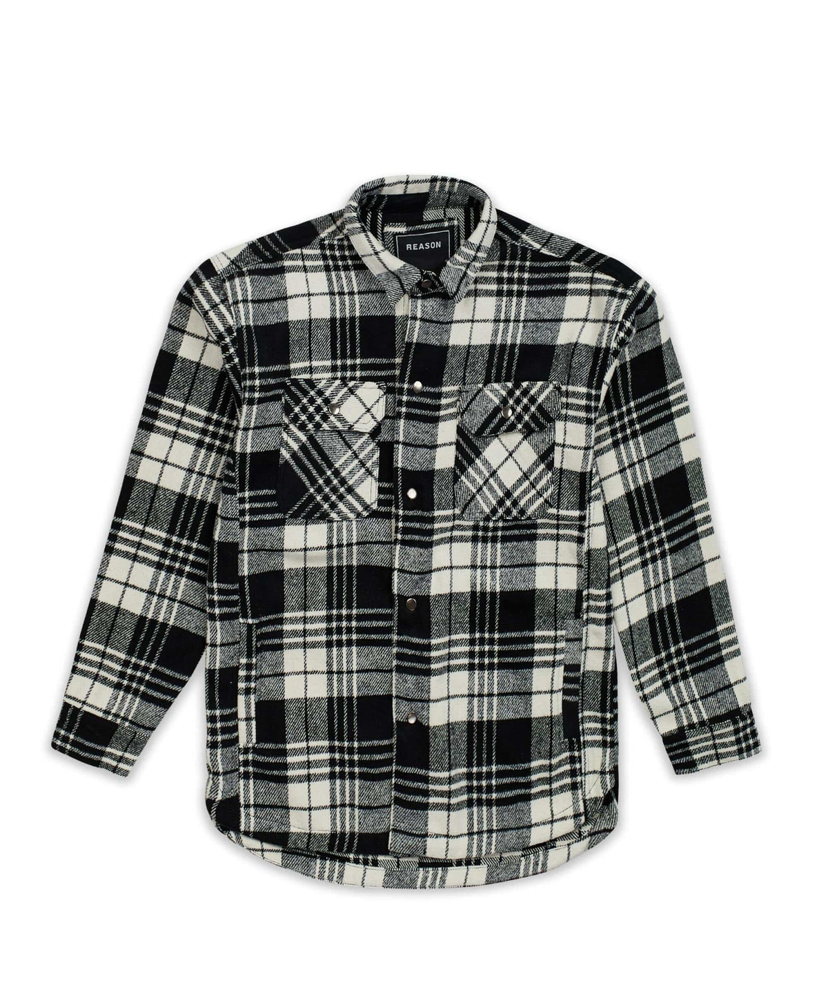 Reason Clothing Latest | Plaid Black And White Super Heavy Weight Flannel Shirt Jacket
