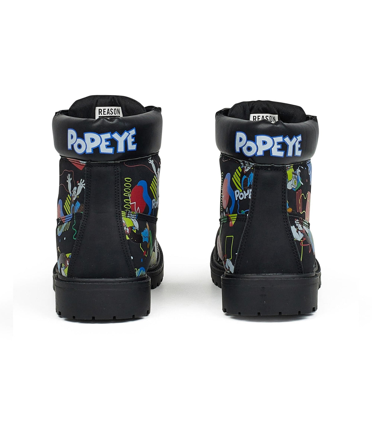 Reason Clothing Sale | Popeye X Reason Collab Faux Suede Graffiti Print Boots - Black