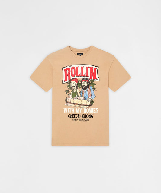 Reason Clothing Everyday | Cheech & Chong Keep Rollin On Graphic Short Sleeve Tee - Khaki