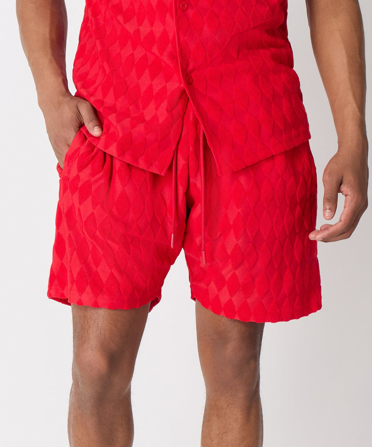 Reason Clothing Hot Sale | Diamond Plate Towel Short - Red