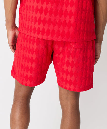 Reason Clothing Hot Sale | Diamond Plate Towel Short - Red