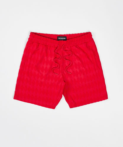 Reason Clothing Hot Sale | Diamond Plate Towel Short - Red