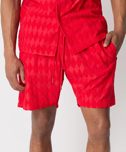 Reason Clothing Hot Sale | Diamond Plate Towel Short - Red