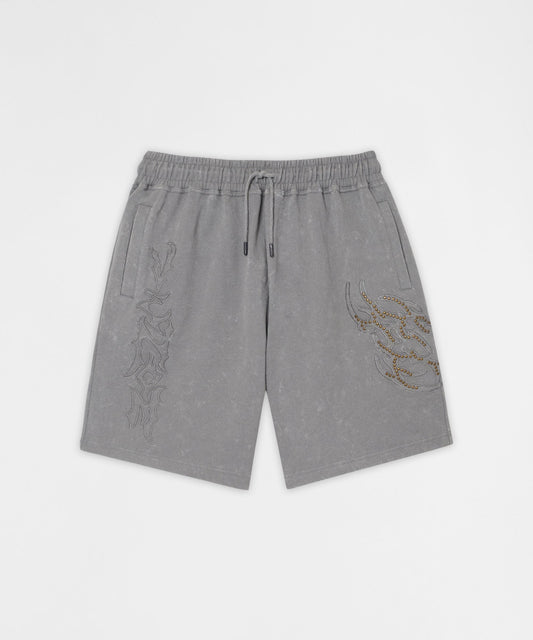 Reason Clothing Great Value | Plus Size Legends Acid Washed Short - Grey