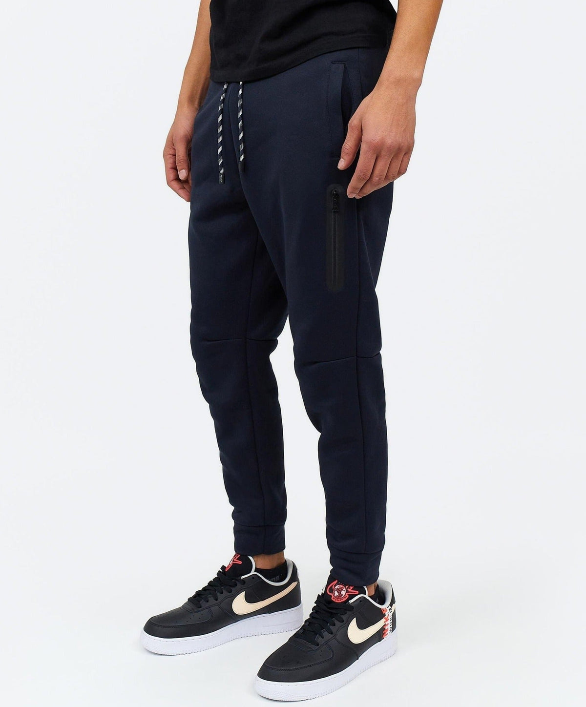 Reason Clothing Premium | Jeff Slim Fit Navy Jogger With Side Zip Pocket