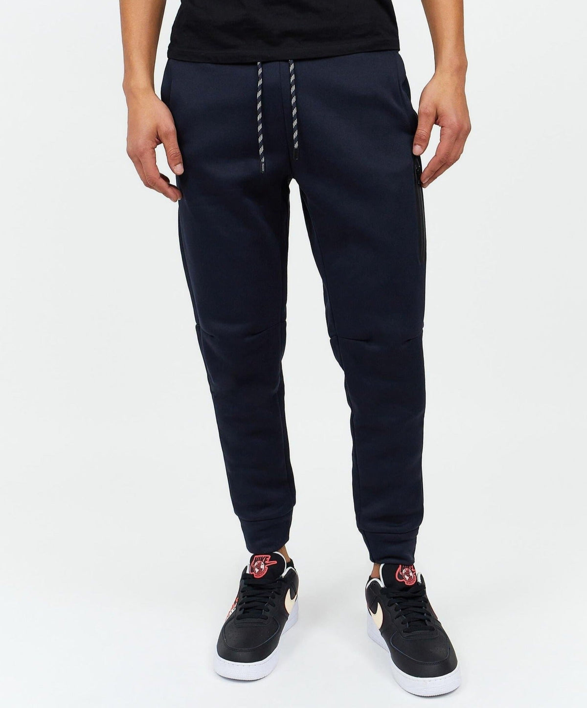 Reason Clothing Premium | Jeff Slim Fit Navy Jogger With Side Zip Pocket