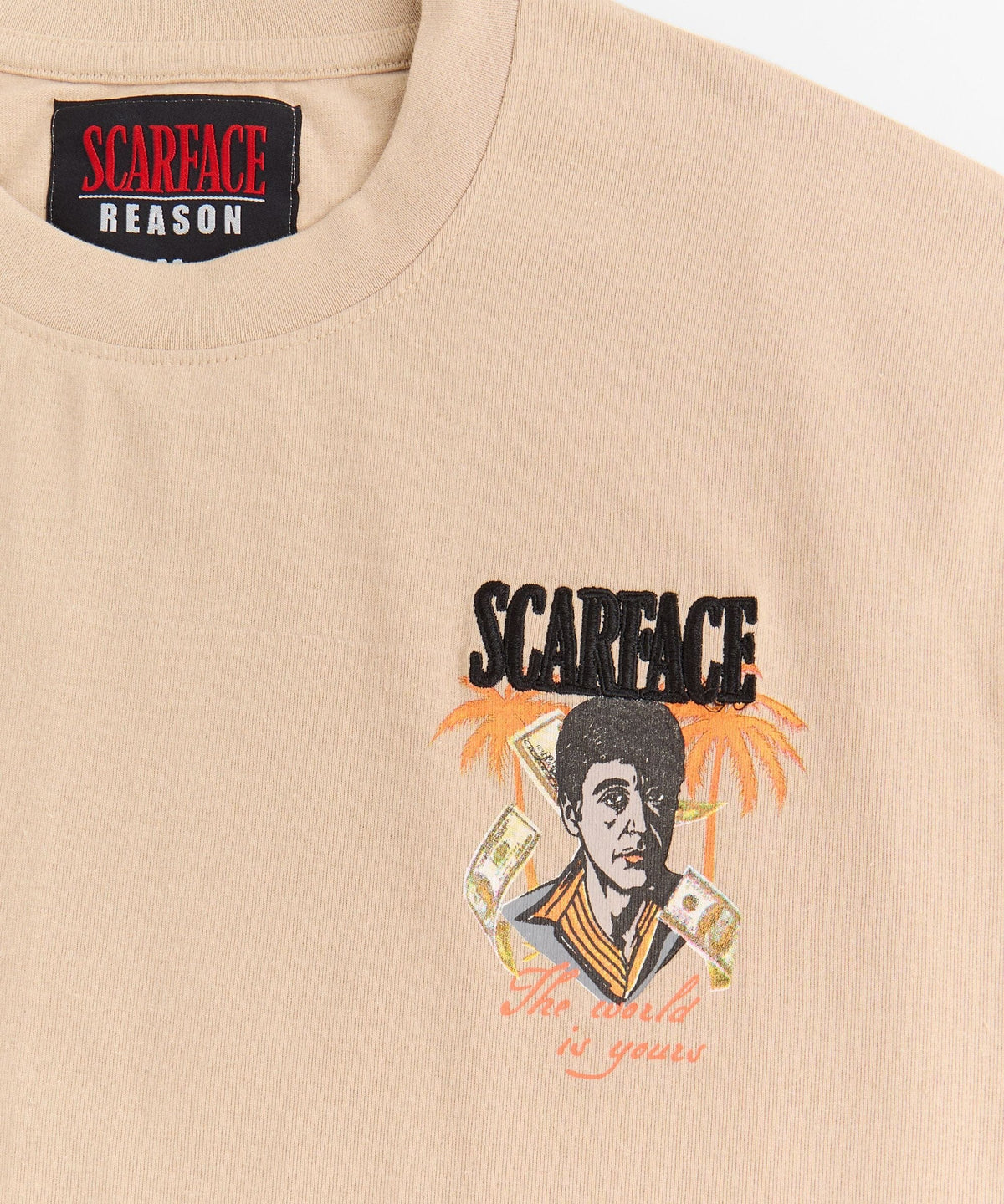 Reason Clothing Best Seller | Scarface Money Embroidered Short Sleeve Tee - Khaki