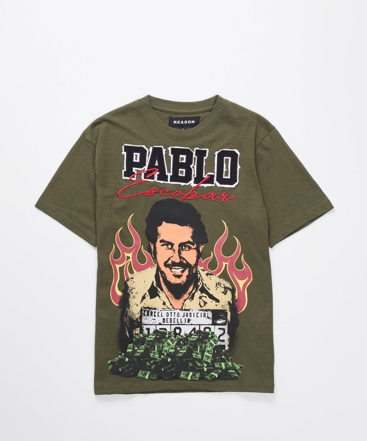Reason Clothing Special Offer | Pablo Mugshot Graphic Short Sleeve Tee - Olive Green