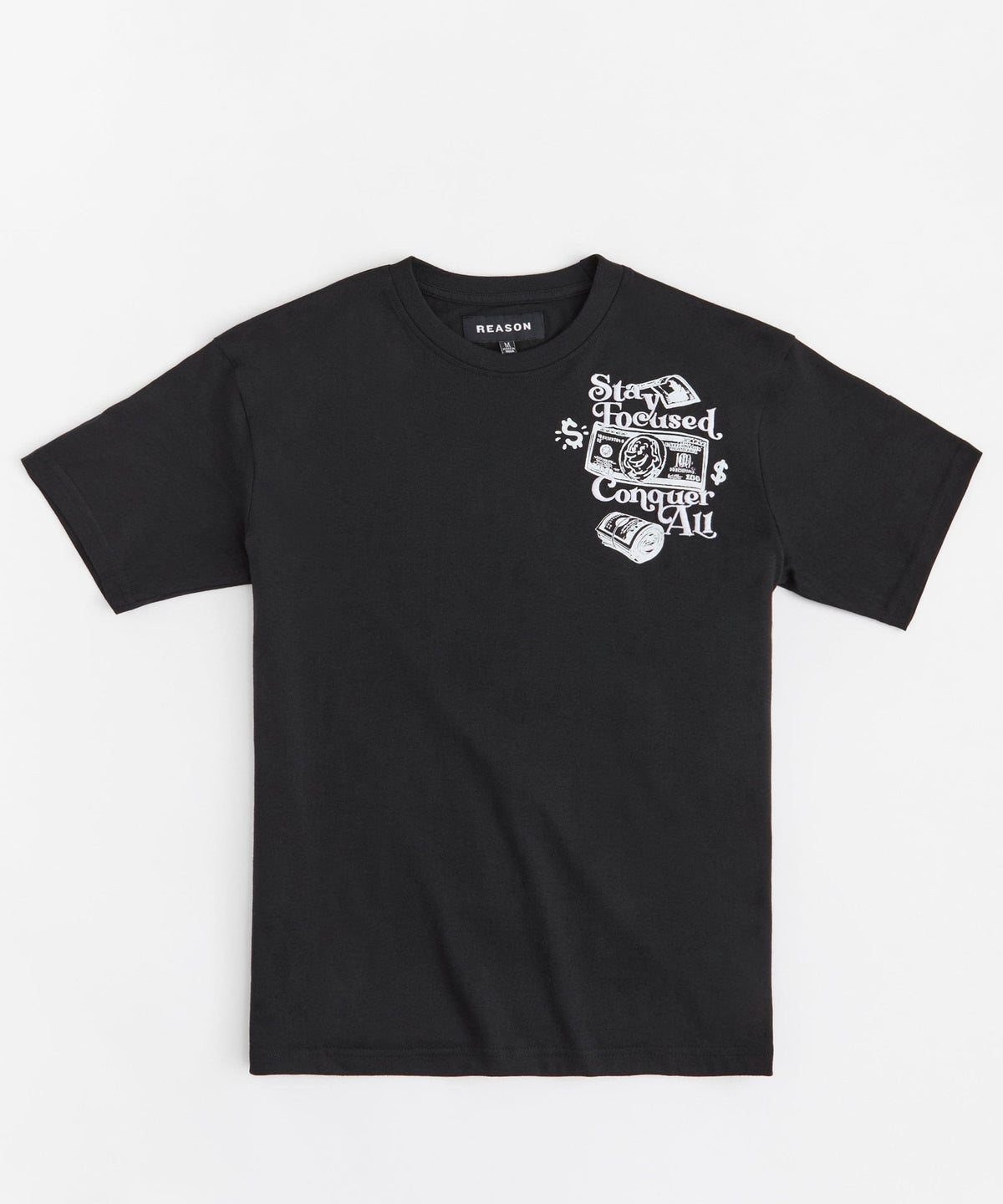 Reason Clothing Best Price | Big Checks Embroidered Short Sleeve Tee - Black