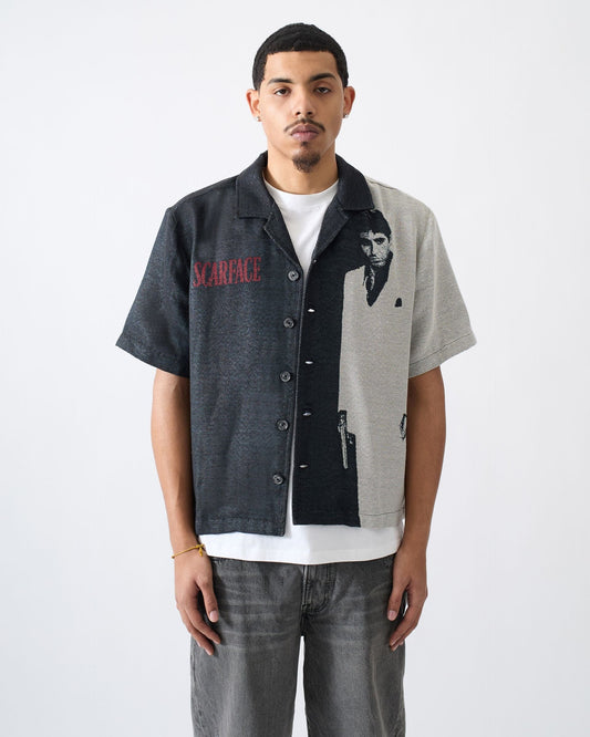 Reason Clothing Premium | Scarface Tapestry Button Down - Black/White