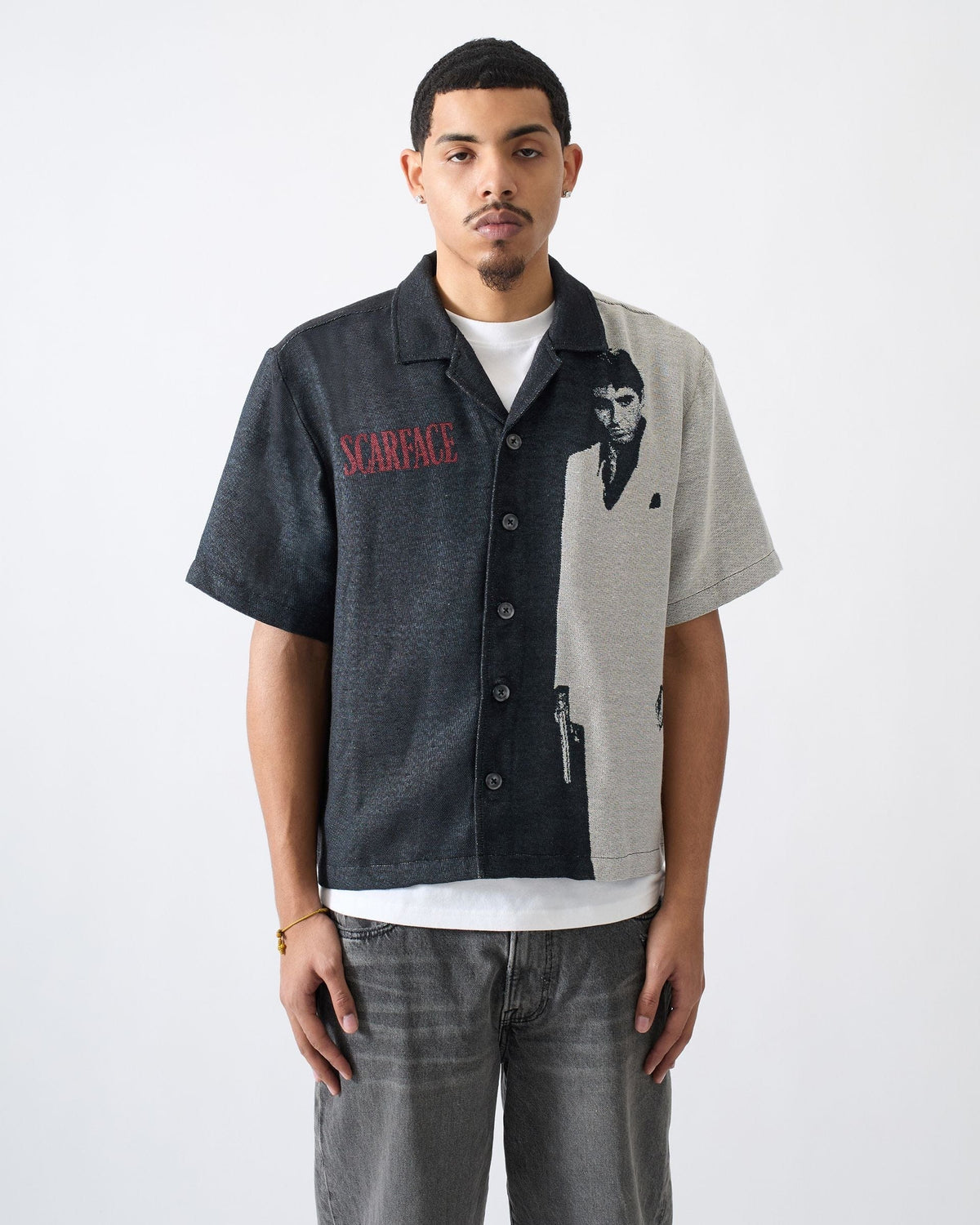 Reason Clothing Premium | Scarface Tapestry Button Down - Black/White