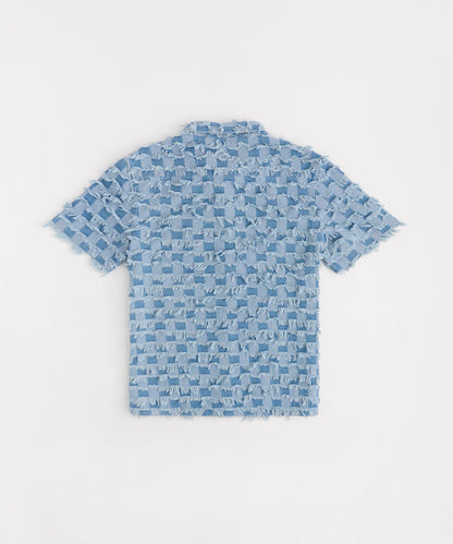 Reason Clothing Everyday | Textured Frayed Button Down Shirt - Blue