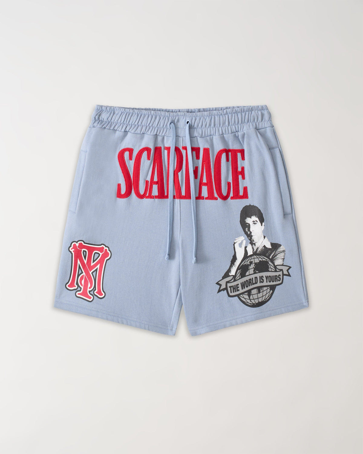 Reason Clothing Everyday | Scarface Applique Fleece Short - Light Blue