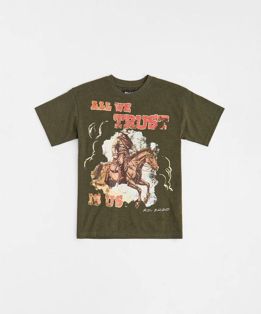 Reason Clothing Best Price | All We Trust Is Us Western Tee - Burnt Olive