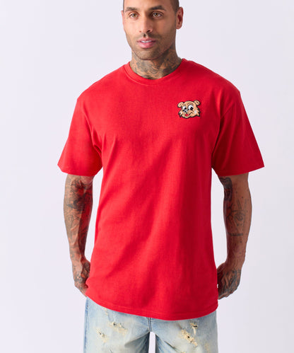 Reason Clothing Popular | Cub Chenille Patched Short Sleeve Tee - Red