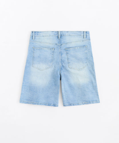 Reason Clothing Best Price | Dunes Rip and Repaired Denim Shorts - Medium Blue