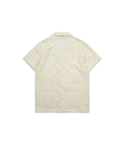 Reason Clothing Featured | Textured Blocked Button Down Shirt - Cream