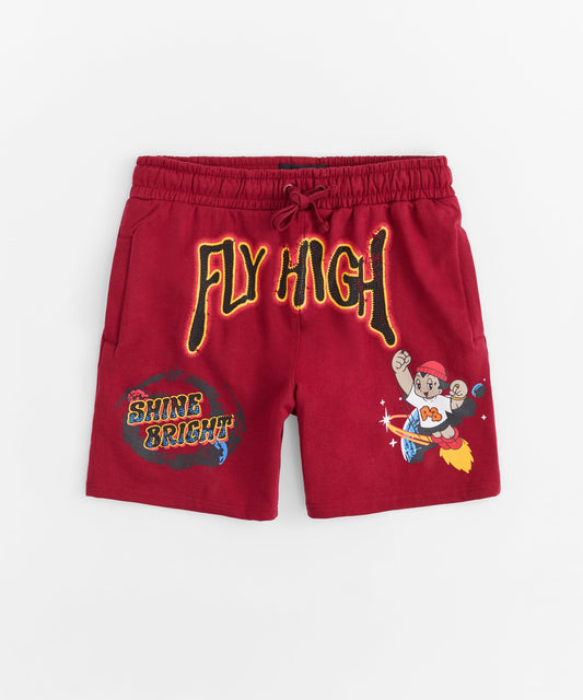 Reason Clothing Customer Favorite | Fly High Rhinestone Fleece Short - Mauve