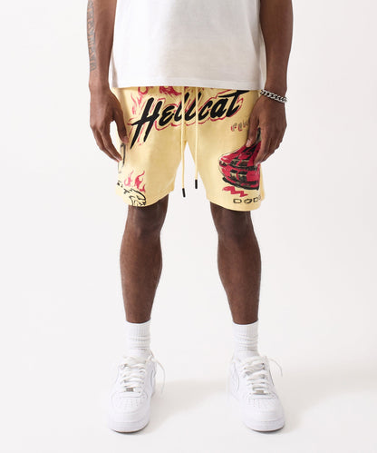 Reason Clothing Deals | Dodge Hellcat Fleece Short - Tan