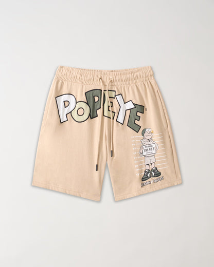 Reason Clothing Exclusive | Popeye Mugshot Fleece Short - Tan