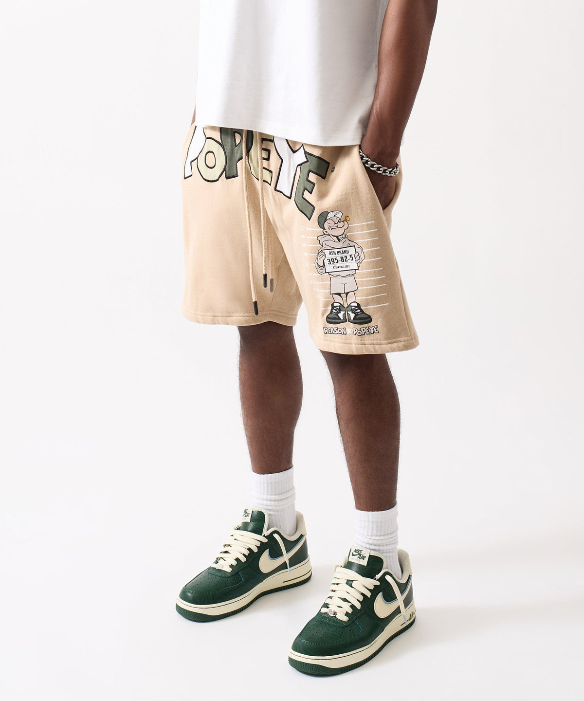 Reason Clothing Exclusive | Popeye Mugshot Fleece Short - Tan