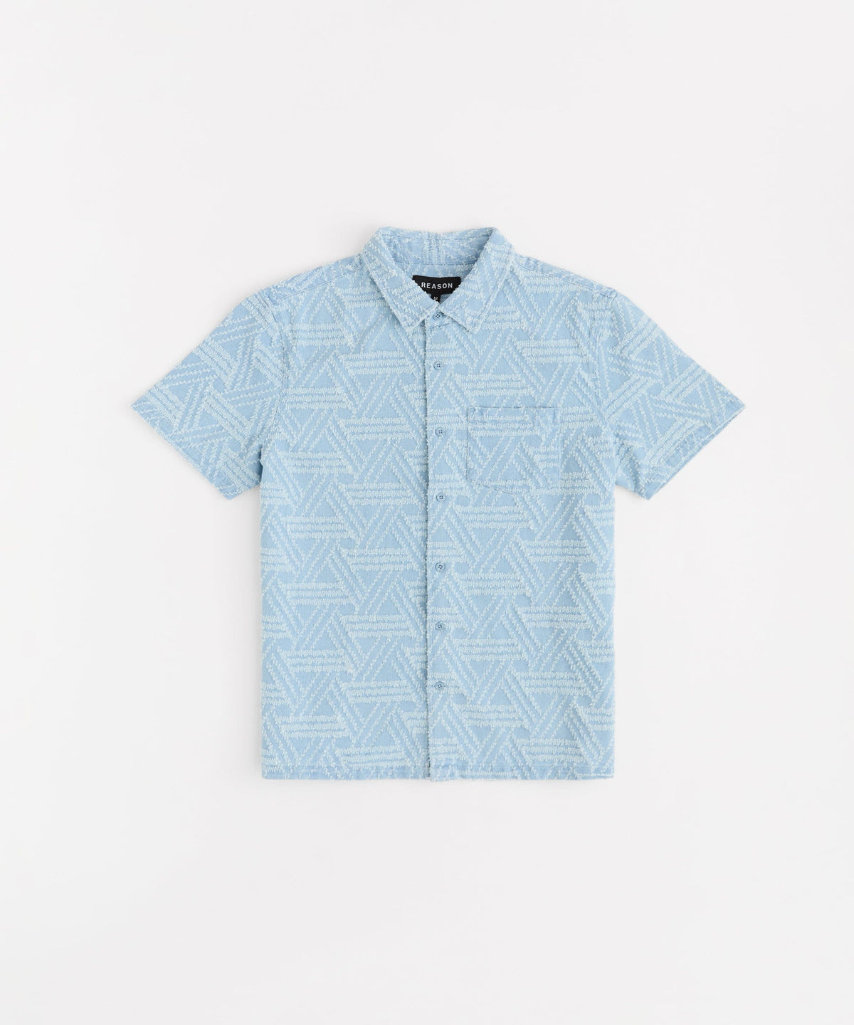 Reason Clothing Exclusive | Textured Geometric Button Down Shirt - Light Blue