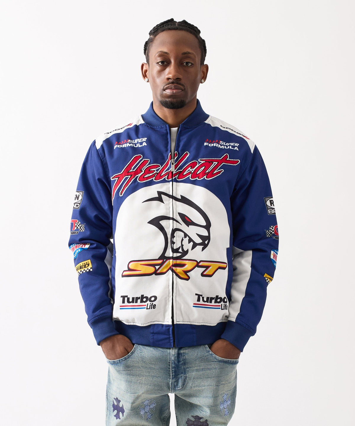 Reason Clothing Essential | Dodge Hellcat Racing Full Zip Jacket - Blue
