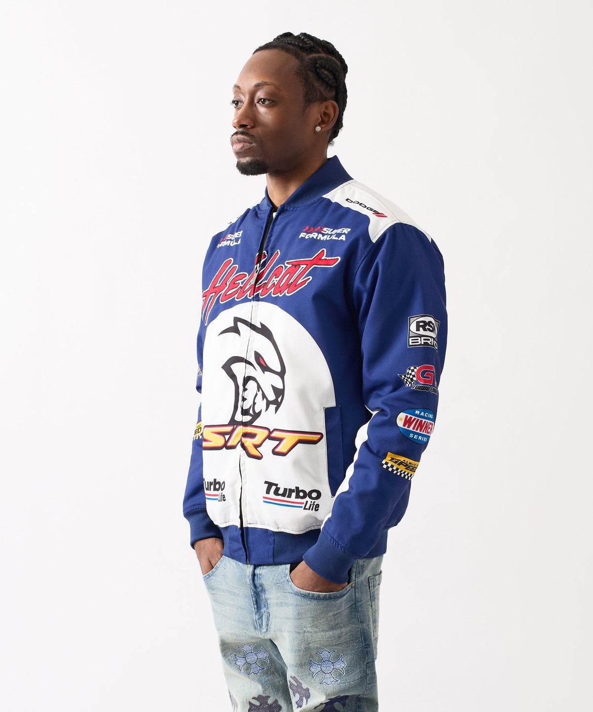 Reason Clothing Essential | Dodge Hellcat Racing Full Zip Jacket - Blue