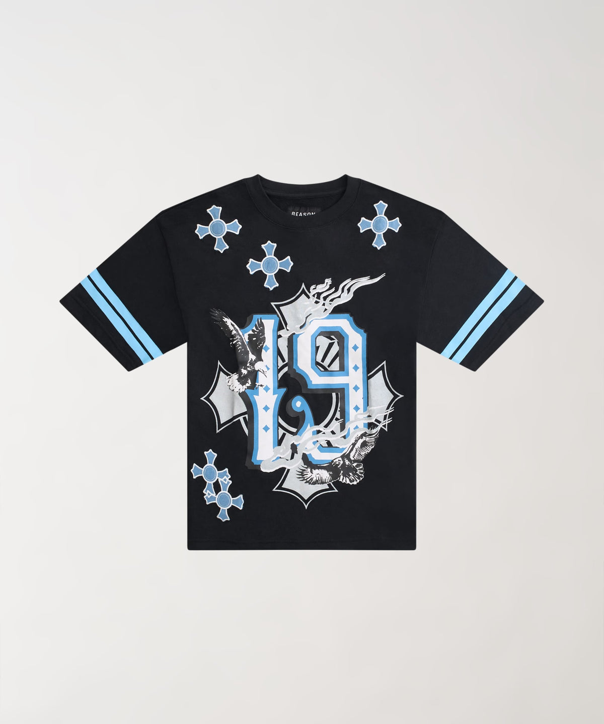 Reason Clothing Recommended | Plus Size Football Short Sleeve Tee - Black