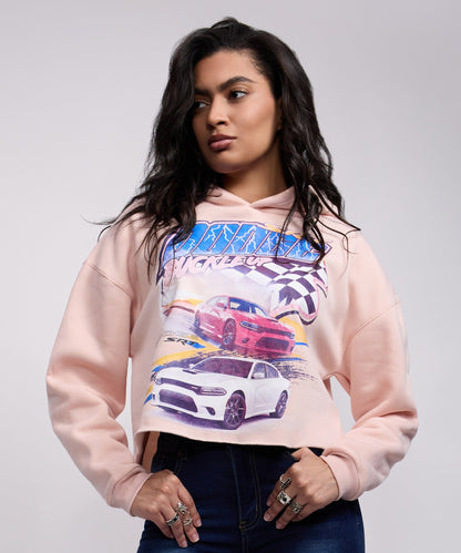 Reason Clothing Signature | Womens Dodge Buckle Up Crop Hoodie