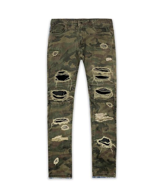 Reason Clothing Popular | Distressed Camo Denim Pant