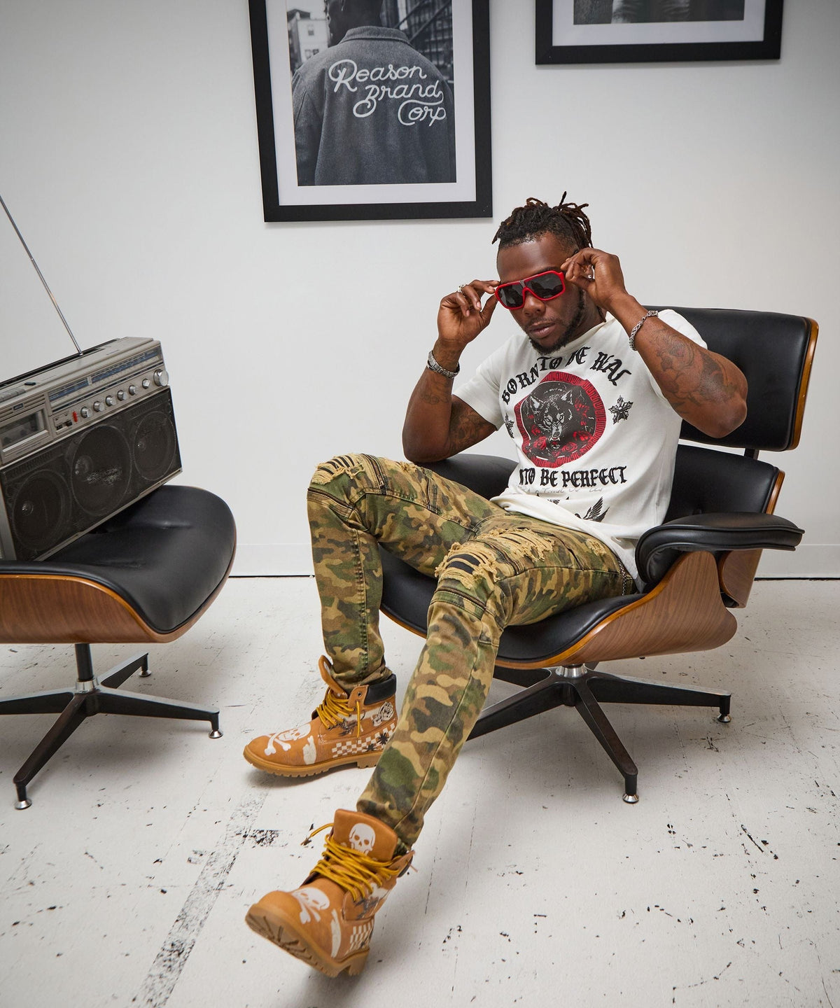 Reason Clothing Popular | Distressed Camo Denim Pant