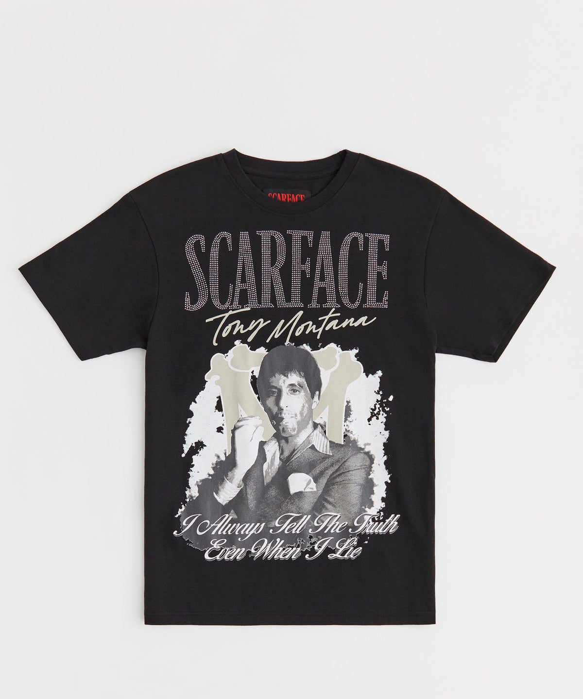 Reason Clothing Quality | Scarface Tony Rhinestones Tee - Black