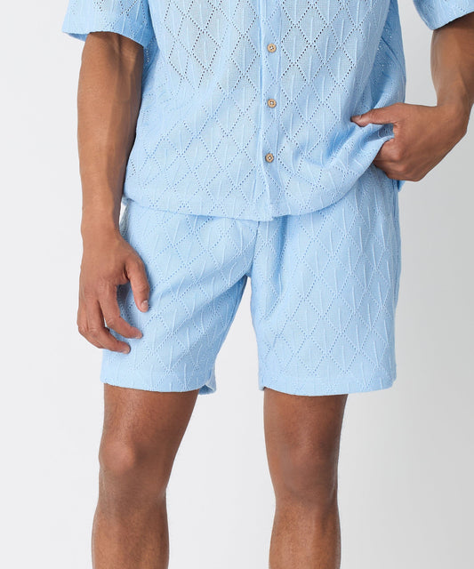 Reason Clothing New | Diamond Plate Towel Short - Light Blue